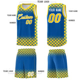 Custom Royal Gold Classic Plaid Pattern Sports Uniform Basketball Jersey