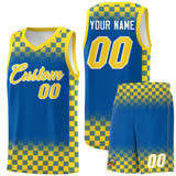 Custom Royal Gold Classic Plaid Pattern Sports Uniform Basketball Jersey