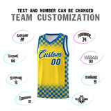 Custom Gold Royal Classic Plaid Pattern Sports Uniform Basketball Jersey