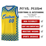 Custom Gold Royal Classic Plaid Pattern Sports Uniform Basketball Jersey