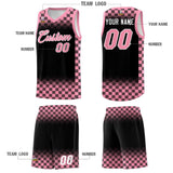 Custom Black Light Pink Classic Plaid Pattern Sports Uniform Basketball Jersey