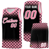 Custom Black Light Pink Classic Plaid Pattern Sports Uniform Basketball Jersey