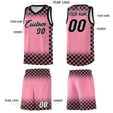 Custom Light Pink Black Classic Plaid Pattern Sports Uniform Basketball Jersey