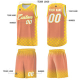 Custom Light Orange Gold Classic Plaid Pattern Sports Uniform Basketball Jersey