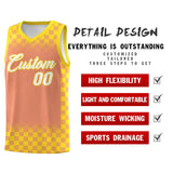 Custom Light Orange Gold Classic Plaid Pattern Sports Uniform Basketball Jersey