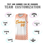 Custom White Light Orange Classic Plaid Pattern Sports Uniform Basketball Jersey
