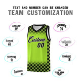 Custom Neon Green Black Classic Plaid Pattern Sports Uniform Basketball Jersey