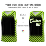 Custom Black Neon Green Classic Plaid Pattern Sports Uniform Basketball Jersey
