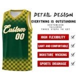 Custom Green Old Gold Classic Plaid Pattern Sports Uniform Basketball Jersey