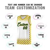 Custom White Old Gold Classic Plaid Pattern Sports Uniform Basketball Jersey