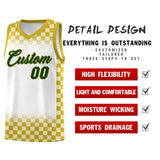 Custom White Old Gold Classic Plaid Pattern Sports Uniform Basketball Jersey