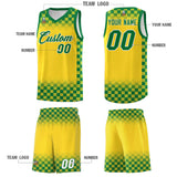 Custom Gold Kelly Green Classic Plaid Pattern Sports Uniform Basketball Jersey