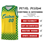 Custom Gold Kelly Green Classic Plaid Pattern Sports Uniform Basketball Jersey