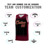 Custom Black Crimson Classic Plaid Pattern Sports Uniform Basketball Jersey