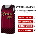 Custom Crimson Black Classic Plaid Pattern Sports Uniform Basketball Jersey