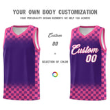 Custom Purple Pink Classic Plaid Pattern Sports Uniform Basketball Jersey