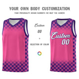 Custom Pink Purple Classic Plaid Pattern Sports Uniform Basketball Jersey