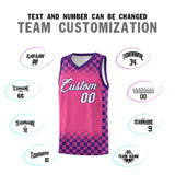 Custom Pink Purple Classic Plaid Pattern Sports Uniform Basketball Jersey