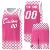 Custom Pink White Classic Plaid Pattern Sports Uniform Basketball Jersey