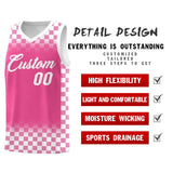 Custom Pink White Classic Plaid Pattern Sports Uniform Basketball Jersey