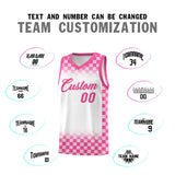 Custom White Pink Classic Plaid Pattern Sports Uniform Basketball Jersey