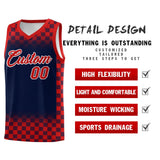Custom Navy Red Classic Plaid Pattern Sports Uniform Basketball Jersey