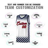 Custom White Navy Classic Plaid Pattern Sports Uniform Basketball Jersey