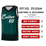 Custom Midnight Green Black Classic Plaid Pattern Sports Uniform Basketball Jersey
