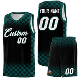 Custom Black Midnight Green Classic Plaid Pattern Sports Uniform Basketball Jersey