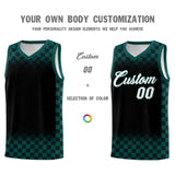 Custom Black Midnight Green Classic Plaid Pattern Sports Uniform Basketball Jersey