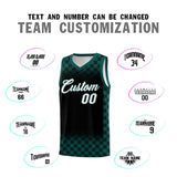 Custom Black Midnight Green Classic Plaid Pattern Sports Uniform Basketball Jersey