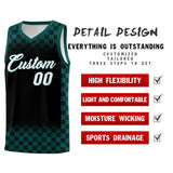 Custom Black Midnight Green Classic Plaid Pattern Sports Uniform Basketball Jersey