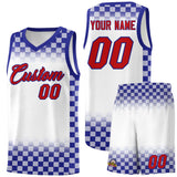 Custom White Royal Classic Plaid Pattern Sports Uniform Basketball Jersey