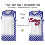 Custom White Royal Classic Plaid Pattern Sports Uniform Basketball Jersey