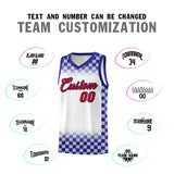 Custom White Royal Classic Plaid Pattern Sports Uniform Basketball Jersey