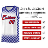 Custom White Royal Classic Plaid Pattern Sports Uniform Basketball Jersey