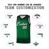 Custom Kelly Green Black Classic Plaid Pattern Sports Uniform Basketball Jersey