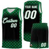 Custom Black Kelly Green Classic Plaid Pattern Sports Uniform Basketball Jersey