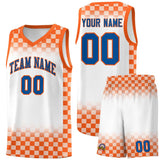 Custom White Orange Classic Plaid Pattern Sports Uniform Basketball Jersey