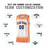 Custom White Orange Classic Plaid Pattern Sports Uniform Basketball Jersey
