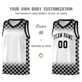 Custom White Black Classic Plaid Pattern Sports Uniform Basketball Jersey