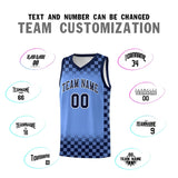 Custom Light Blue Navy Classic Plaid Pattern Sports Uniform Basketball Jersey