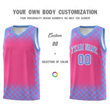 Custom Pink Light Blue Classic Plaid Pattern Sports Uniform Basketball Jersey