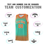 Custom Bright Green Orange Classic Plaid Pattern Sports Uniform Basketball Jersey