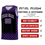 Custom Black Purple Classic Plaid Pattern Sports Uniform Basketball Jersey