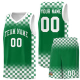 Custom Kelly Green White Classic Plaid Pattern Sports Uniform Basketball Jersey