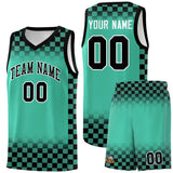 Custom Bright Green Black Classic Plaid Pattern Sports Uniform Basketball Jersey