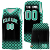 Custom Black Bright Green Classic Plaid Pattern Sports Uniform Basketball Jersey