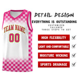 Custom White Pink Classic Plaid Pattern Sports Uniform Basketball Jersey