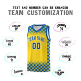 Custom Gold Royal Classic Plaid Pattern Sports Uniform Basketball Jersey